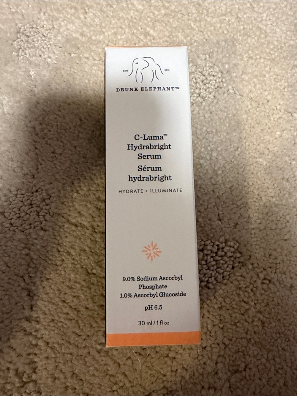 Drunk Elephant C-Luma Hydrabright Serum — White with Peach Accent
